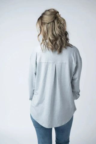 Brenna Button Down - Grey - Shop Hidden Treasure Boutique