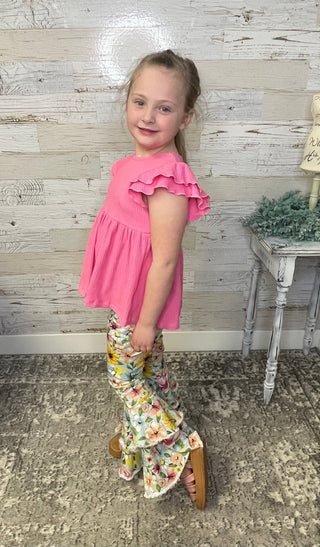 Bright Pink Ruffle Shirt - Shop Hidden Treasure Boutique