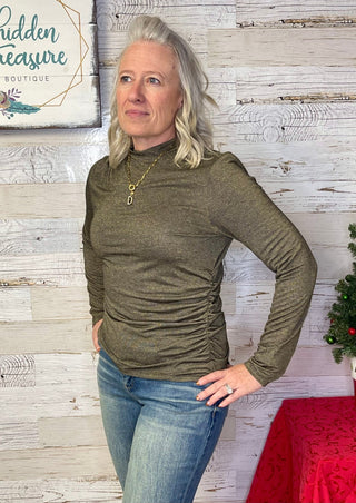 Bronze Asymmetrical Knit Top - Shop Hidden Treasure Boutique