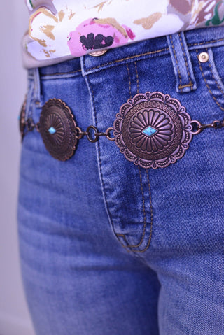 Bronze Concho Chain Belt - Shop Hidden Treasure Boutique