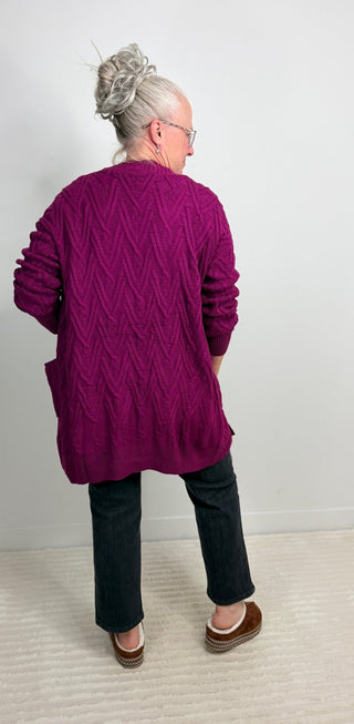 Brooks Button Cardigan - Magenta - Shop Hidden Treasure Boutique