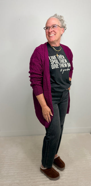 Brooks Button Cardigan - Magenta - Shop Hidden Treasure Boutique