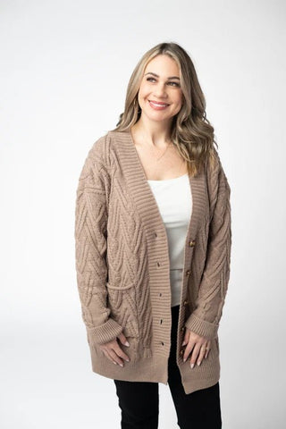 Brooks Button Cardigan - Mocha - Shop Hidden Treasure Boutique