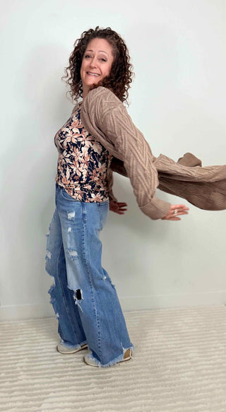 Brooks Button Cardigan - Mocha - Shop Hidden Treasure Boutique