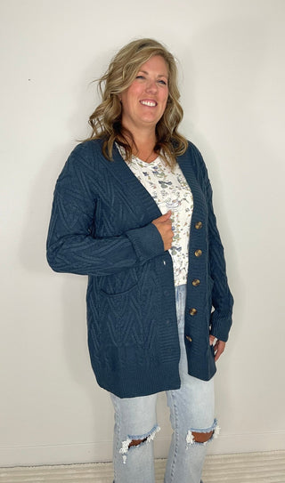 Brooks Button Cardigan - Navy - Shop Hidden Treasure Boutique