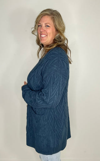 Brooks Button Cardigan - Navy - Shop Hidden Treasure Boutique