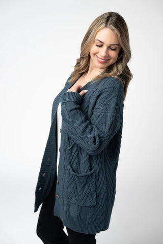Brooks Button Cardigan - Navy - Shop Hidden Treasure Boutique