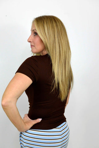 Brown Fitted Tee - Shop Hidden Treasure Boutique
