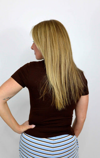 Brown Fitted Tee - Shop Hidden Treasure Boutique