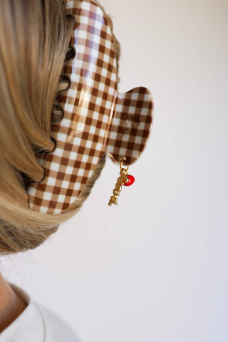 BROWN GINGHAM TOMATO CHARM CLAW - Shop Hidden Treasure Boutique