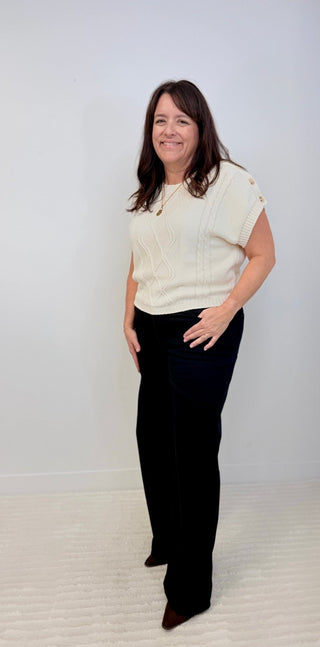 Button Detail Sweater Vest - Shop Hidden Treasure Boutique