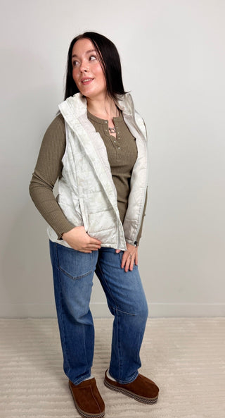Camo/White Vest - Shop Hidden Treasure Boutique