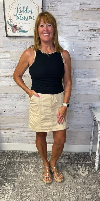 Cargo Skirt - Khaki - Shop Hidden Treasure Boutique