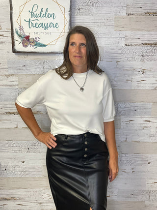 Casual Upgrade Luxe Top - White - Shop Hidden Treasure Boutique