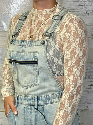 Champagne Mesh Lace Top - Shop Hidden Treasure Boutique