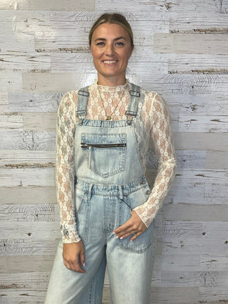 Champagne Mesh Lace Top - Shop Hidden Treasure Boutique