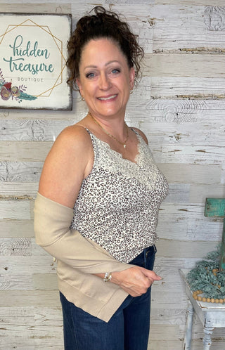 Cheetah Button Lace Cami - Shop Hidden Treasure Boutique