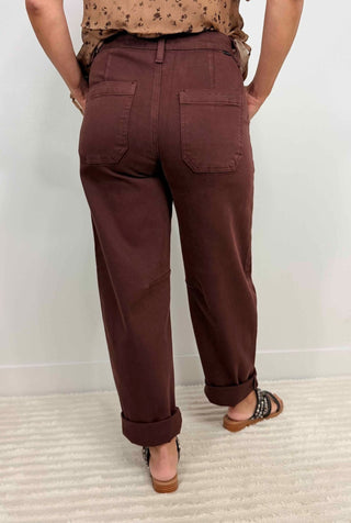 Chocolate Cuffed Barrel Pants - Shop Hidden Treasure Boutique