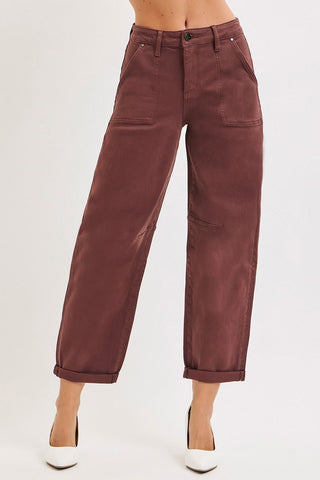 Chocolate Cuffed Barrel Pants - Shop Hidden Treasure Boutique
