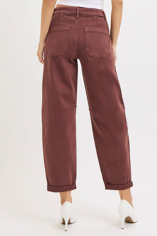 Chocolate Cuffed Barrel Pants - Shop Hidden Treasure Boutique