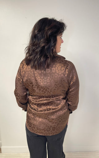 Chocolate Leopard Blouse - Shop Hidden Treasure Boutique