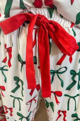 Christmas Bow Pajama Set - Shop Hidden Treasure Boutique