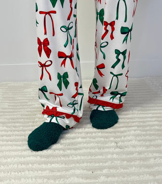 Christmas Bow Pajama Set - Shop Hidden Treasure Boutique