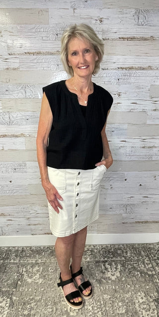 Cliffside Airy Top - Black - Shop Hidden Treasure Boutique