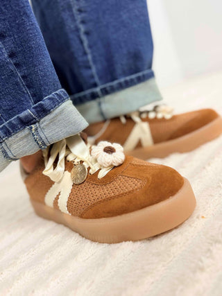Cognac Ribbon Lace Axel Sneaker - Shop Hidden Treasure Boutique