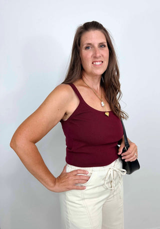 Corinne Red Wine Tank Top - Shop Hidden Treasure Boutique
