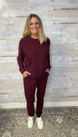 Corrine Ribbed Pullover - Burgundy - Shop Hidden Treasure Boutique