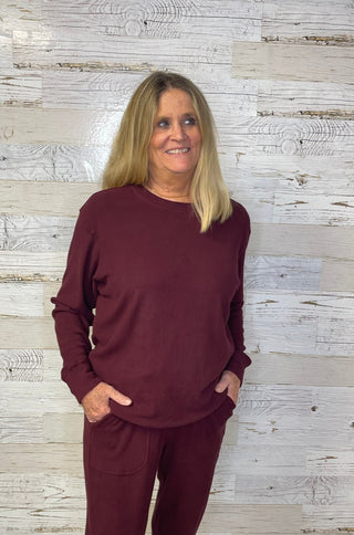 Corrine Ribbed Pullover - Burgundy - Shop Hidden Treasure Boutique