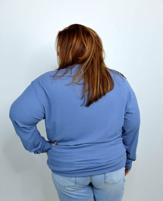 Corrine Ribbed Pullover - Denim - Shop Hidden Treasure Boutique