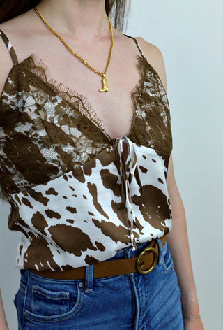 Cow Print Cami Top - Shop Hidden Treasure Boutique