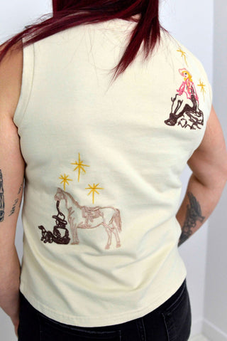 Cowgirl Embroidered Sleeveless Top - Shop Hidden Treasure Boutique