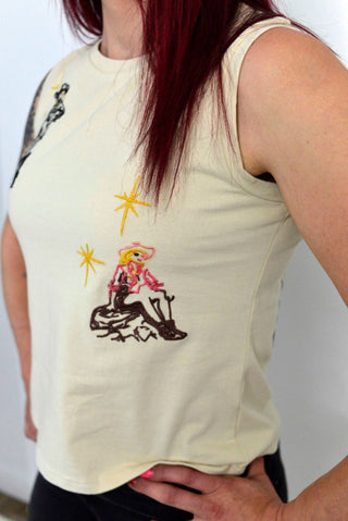 Cowgirl Embroidered Sleeveless Top - Shop Hidden Treasure Boutique