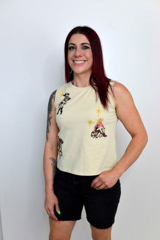 Cowgirl Embroidered Sleeveless Top - Shop Hidden Treasure Boutique