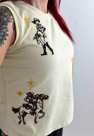 Cowgirl Embroidered Sleeveless Top - Shop Hidden Treasure Boutique