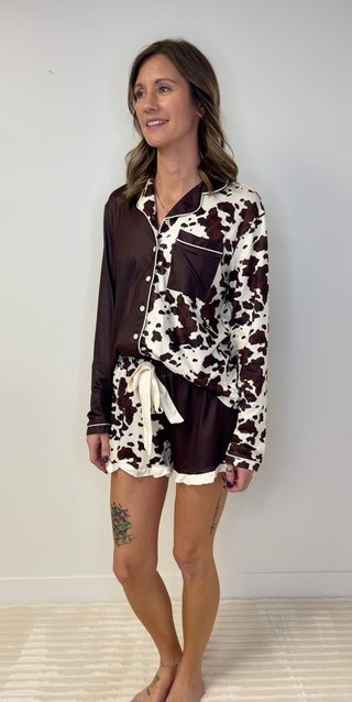 Cowhide Couture Ruffle Pajama Set - Shop Hidden Treasure Boutique