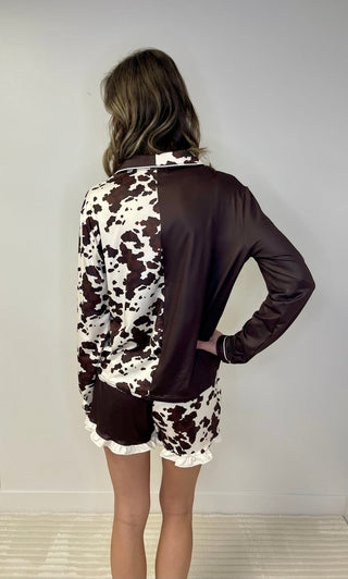 Cowhide Couture Ruffle Pajama Set - Shop Hidden Treasure Boutique