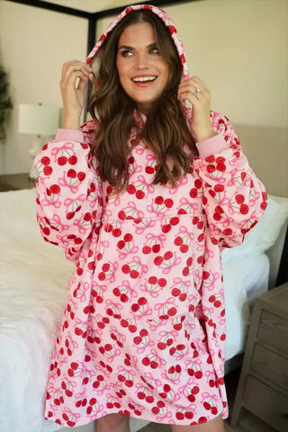Cozy Blanket Hoodie - Cherry Bomb - Shop Hidden Treasure Boutique