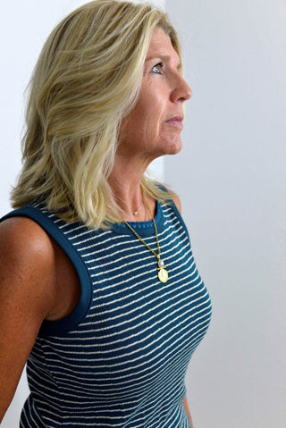 Crew Neck Striped Tank Top - Shop Hidden Treasure Boutique