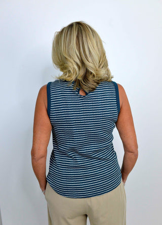 Crew Neck Striped Tank Top - Shop Hidden Treasure Boutique