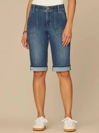 Cuffed Bermuda Shorts - Shop Hidden Treasure Boutique