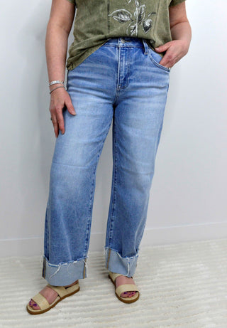 Cuffed Boyfriend Crop Jeans - Shop Hidden Treasure Boutique