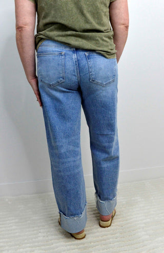 Cuffed Boyfriend Crop Jeans - Shop Hidden Treasure Boutique