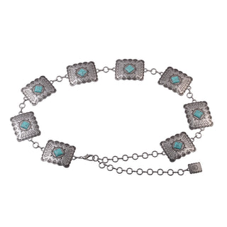 Square Silver Concho Chain Belt