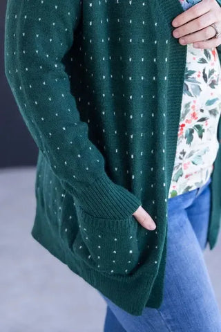 Dalilah Dot Cardigan - Forest Green - Shop Hidden Treasure Boutique