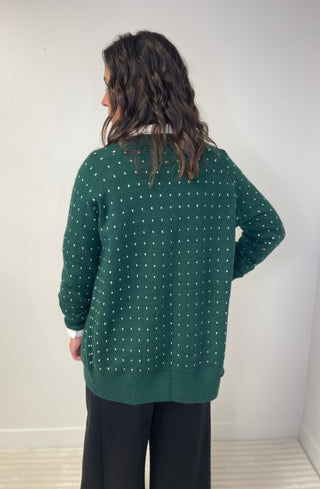Dalilah Dot Cardigan - Forest Green - Shop Hidden Treasure Boutique