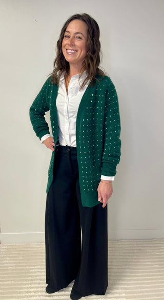 Dalilah Dot Cardigan - Forest Green - Shop Hidden Treasure Boutique